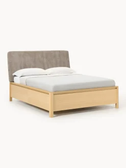Cama de madera con cabecero tapizado y cajones Santiago