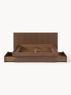 Cama de madera con cajones y cabecero Sato