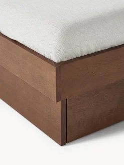 Cama de madera con cajones y cabecero Sato
