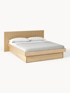 Cama de madera Sato, con espacio de almacenamiento y cabecero