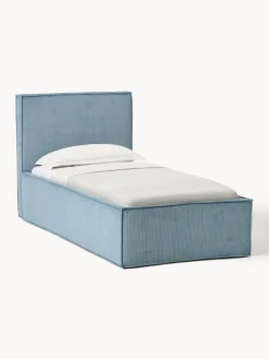 Cama individual tapizada de pana con espacio de almacenaje Dream