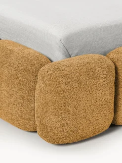 Cama individual tapizada en borreguillo bouclé con espacio de almacenamiento Tayla