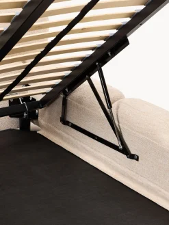 Cama individual tapizada en borreguillo bouclé con espacio de almacenamiento Tayla