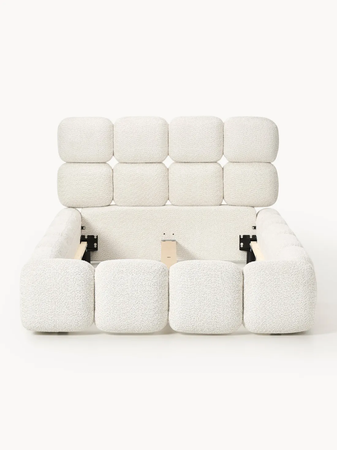 Cama individual tapizada en borreguillo bouclé Tayla