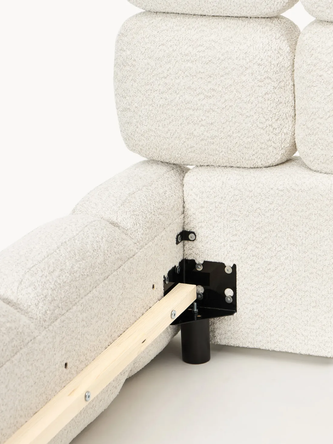 Cama individual tapizada en borreguillo bouclé Tayla