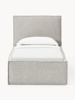 Cama individual tapizada en tejido bouclé con espacio de almacenamiento Dream