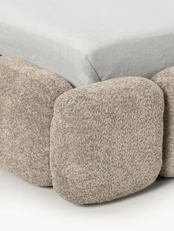 Cama individual tapizada en borreguillo bouclé con espacio de almacenamiento Tayla