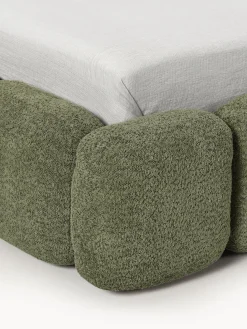 Cama individual tapizada en borreguillo bouclé con espacio de almacenamiento Tayla