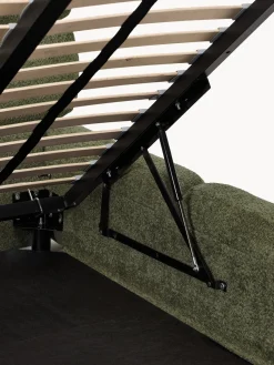 Cama individual tapizada en borreguillo bouclé con espacio de almacenamiento Tayla