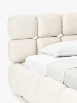 Cama individual tapizada en borreguillo bouclé con espacio de almacenamiento Tayla