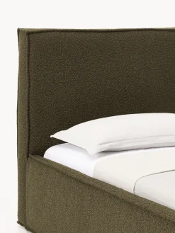 Cama individual tapizada en tejido bouclé con espacio de almacenamiento Dream