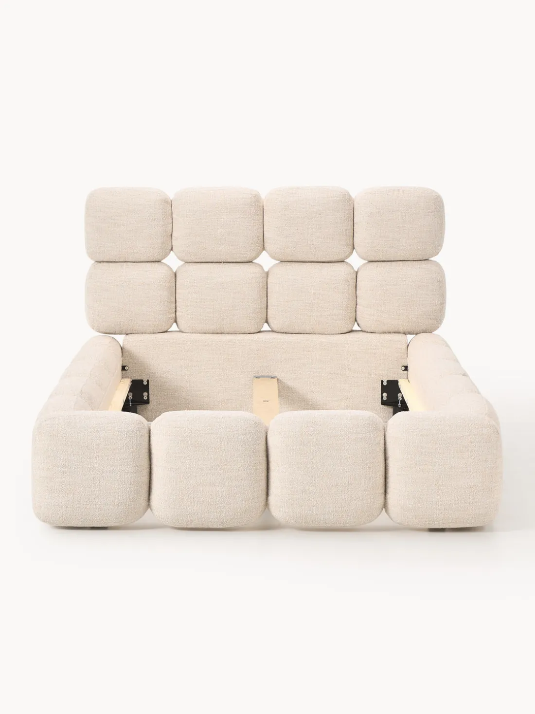 Cama individual tapizada en borreguillo bouclé Tayla