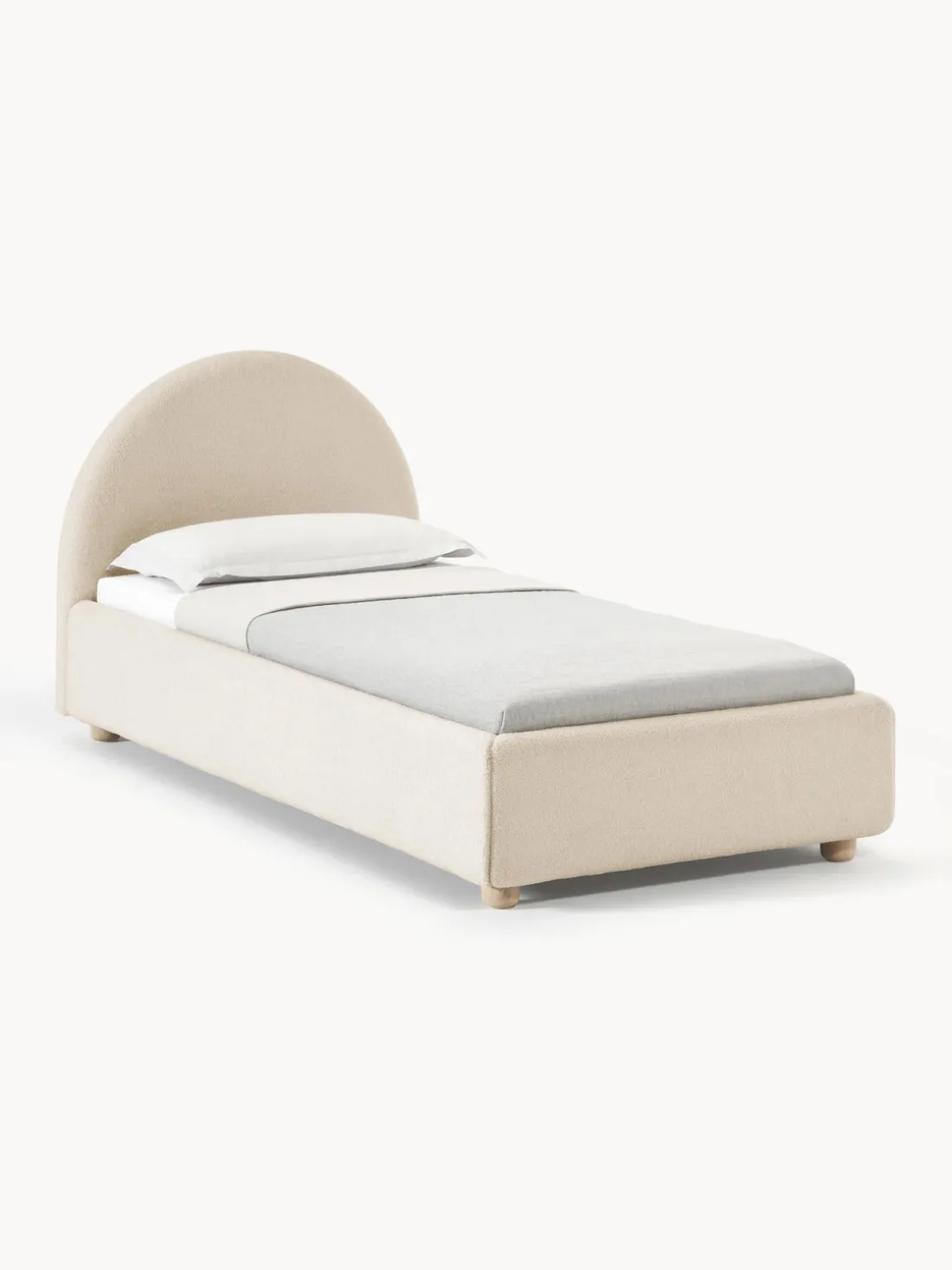 Cama individualde borreguillo Ebba, con espacio de almacenamiento