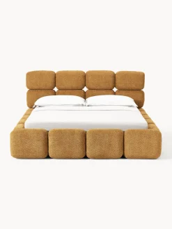Cama tapizada de boreguillo bouclé con espacio de almacenamiento Tayla