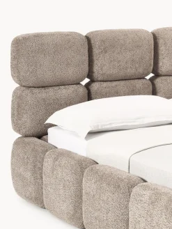 Cama tapizada de boreguillo bouclé con espacio de almacenamiento Tayla