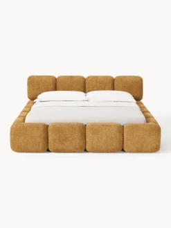 Cama tapizada de boreguillo bouclé con espacio de almacenamiento Tayla