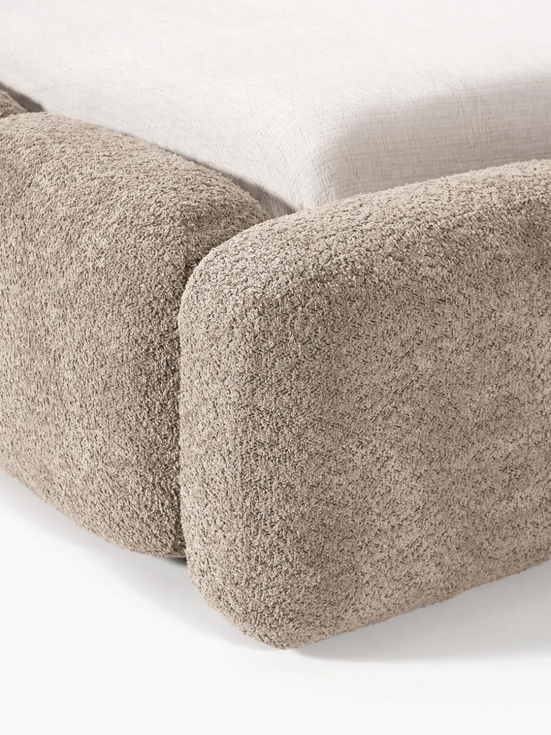 Cama tapizada de borreguillo bouclé Tayla