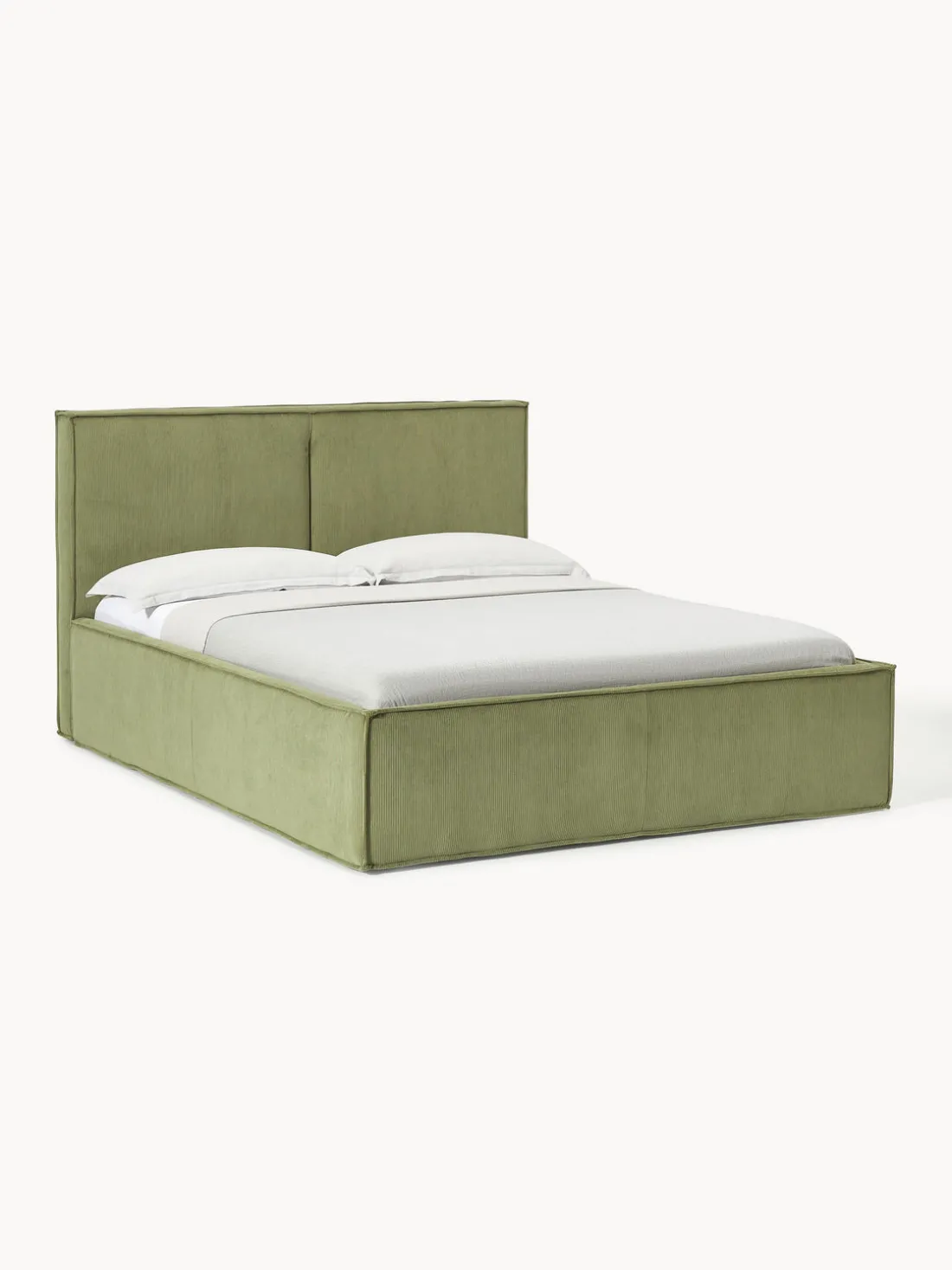 Cama tapizada de pana con espacio de almacenamiento Dream