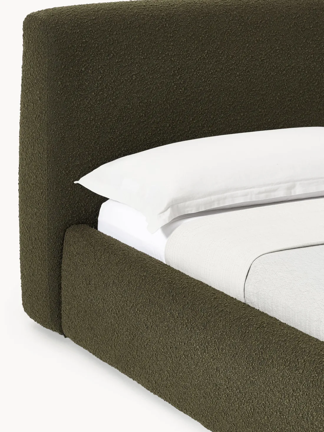 Cama tapizada en tejido bouclé con espacio de almacenaje Cloud