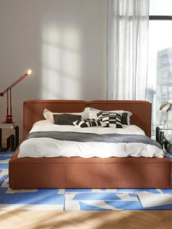 Cama tapizada en tejido bouclé Lennon