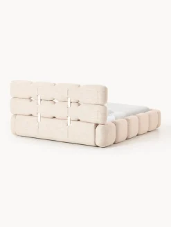 Cama tapizada en tejido bouclé con espacio de almacenamiento Tayla