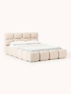 Cama tapizada en tejido bouclé Tayla