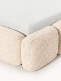 Cama tapizada en tejido bouclé Tayla