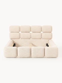 Cama tapizada en tejido bouclé Tayla