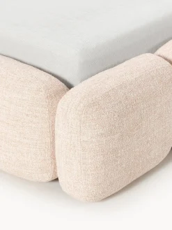 Cama tapizada en tejido bouclé Tayla