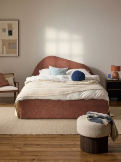 Cama tapizada en tejido bouclé Gary