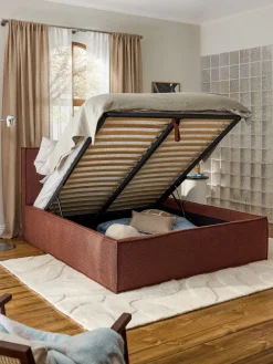 Cama tapizada en tejido bouclé con espacio de almacenamiento Dream