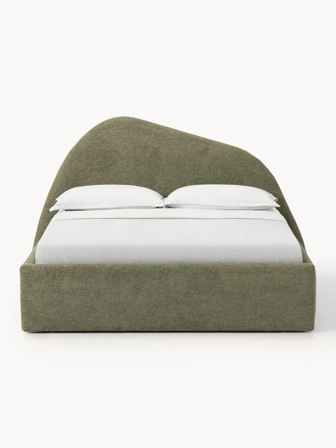 Cama tapizada en tejido bouclé Gary