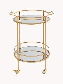 Camarera redonda Emilia, estantes de vidrio espejado