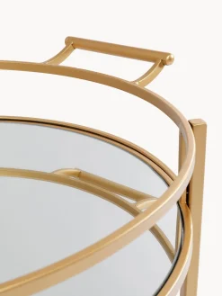 Camarera redonda Emilia, estantes de vidrio espejado