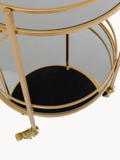 Camarera redonda Emilia, estantes de vidrio espejado