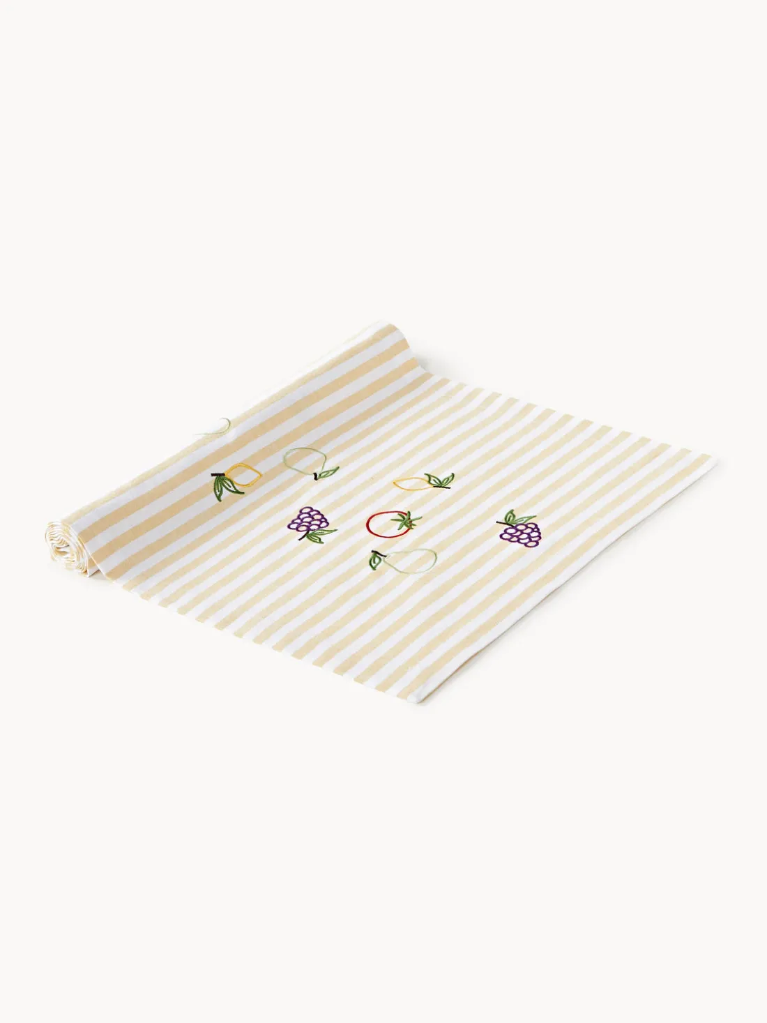 Camino de mesa a rayas con motivos bordados Melony