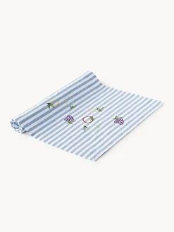 Camino de mesa a rayas con motivos bordados Melony