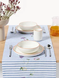 Camino de mesa a rayas con motivos bordados Melony