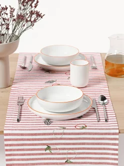 Camino de mesa a rayas con motivos bordados Melony