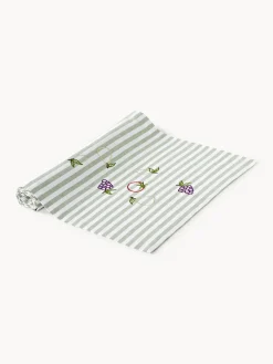 Camino de mesa a rayas con motivos bordados Melony