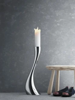 Candelabro de acero inoxidable con forma orgánica Cobra, 50 cm