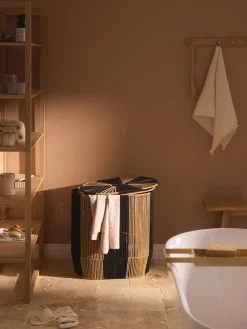 Cesta de ropa doble artesanal de cuerda Gabe