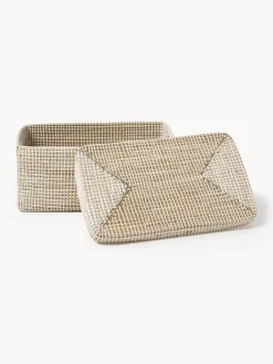 Cestas de almacenamiento de junco marino con tapa Aleya, 2 uds.