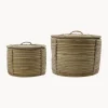 Cestas redondas artesanales de ratán, 2 uds.