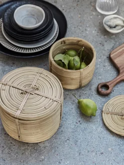 Cestas redondas artesanales de ratán, 2 uds.