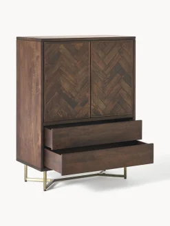 Chiffonnier de madera de mango diseño espiga Luca