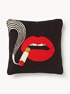 Cojín artesanal de lana Lips Smolder