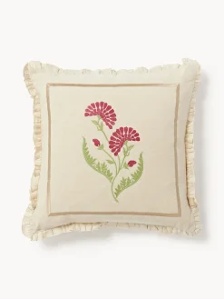 Cojín artesanal de lino con ribete Carry