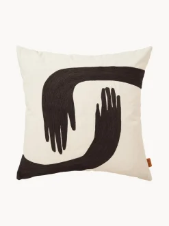 Cojín bordado a mano de algodón ecológico Pose