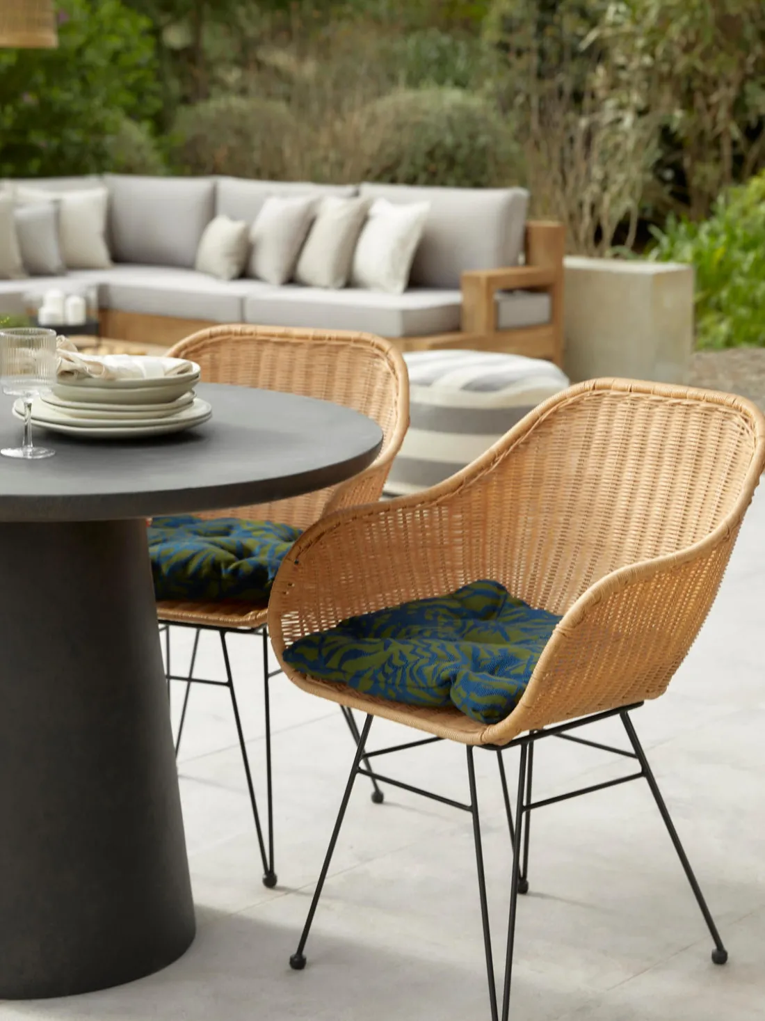 Cojín de asiento para exterior estampado jacquard Ortun